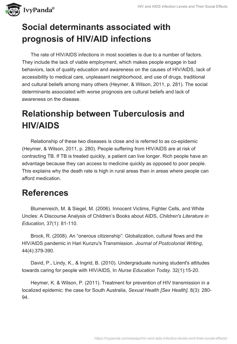 HIV and AIDS Infection Levels and Their Social Effects. Page 2