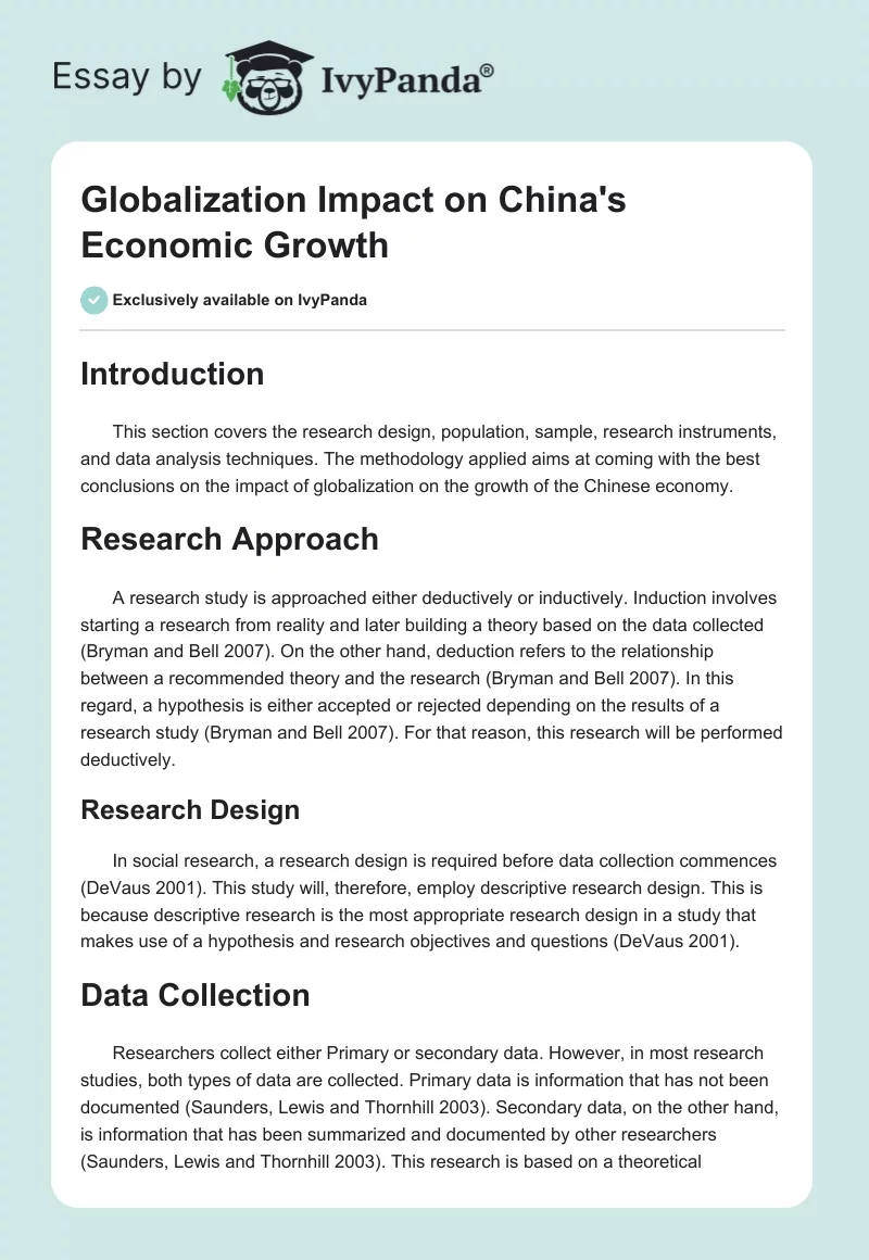 Globalization Impact on China's Economic Growth. Page 1