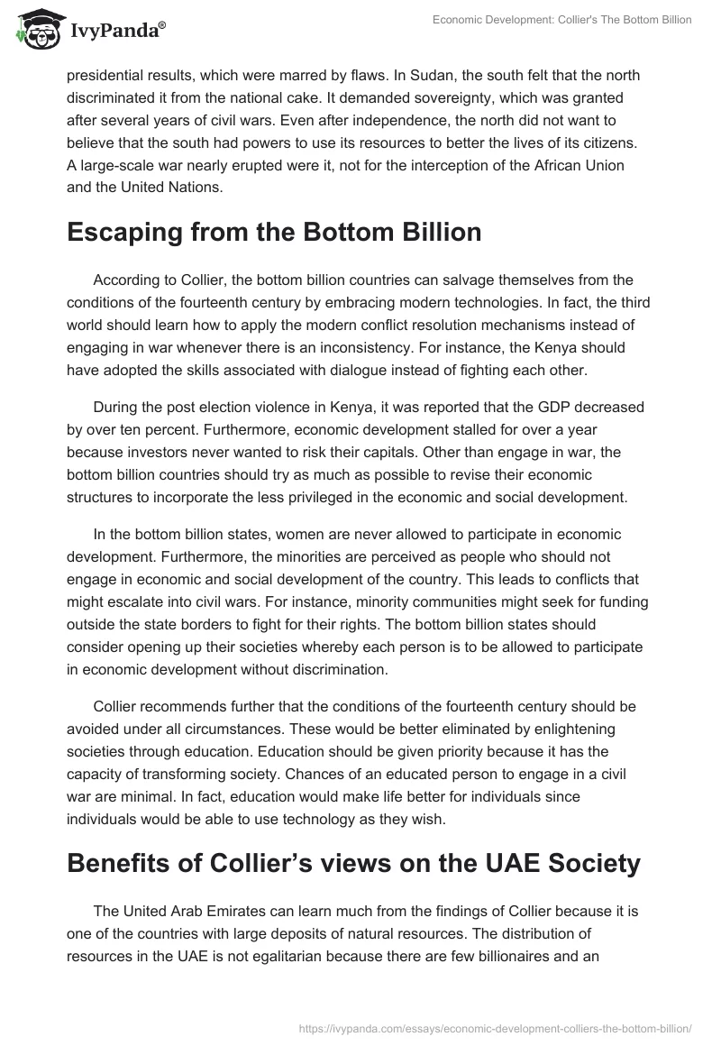 Economic Development: Collier's "The Bottom Billion". Page 5