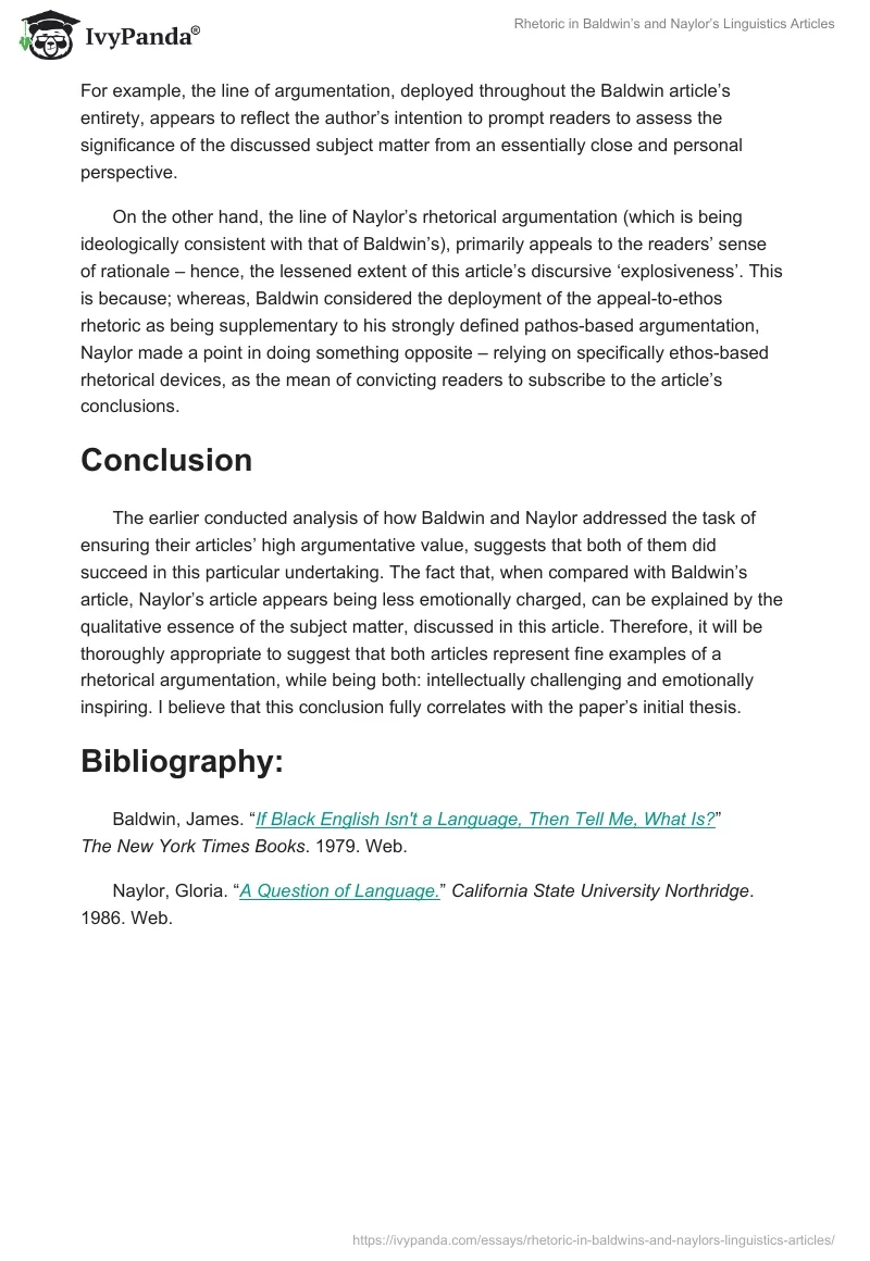 Rhetoric in Baldwin’s and Naylor’s Linguistics Articles. Page 4