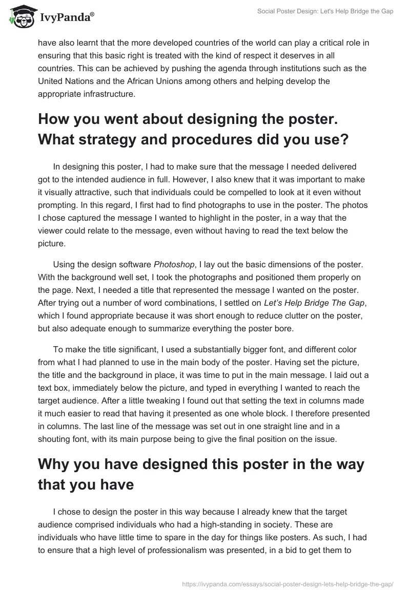 Social Poster Design: "Let's Help Bridge the Gap". Page 2