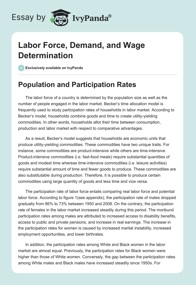 Labor Force, Demand, and Wage Determination. Page 1