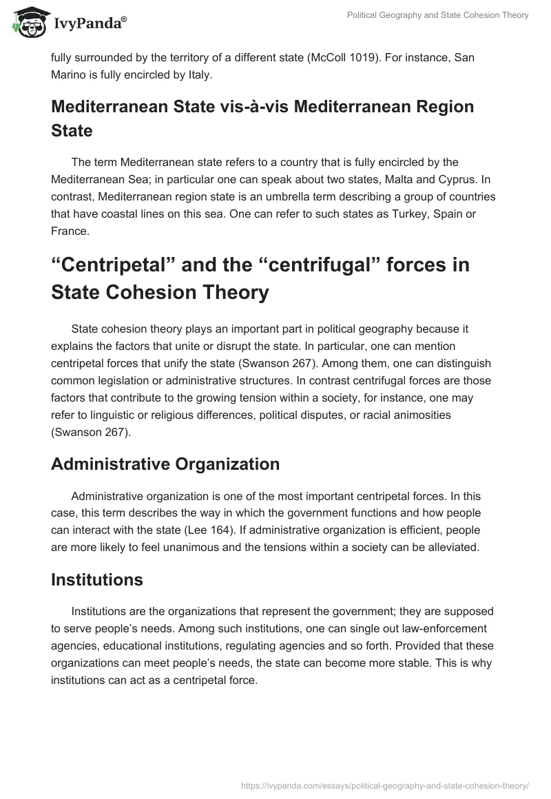 Political Geography and State Cohesion Theory. Page 2