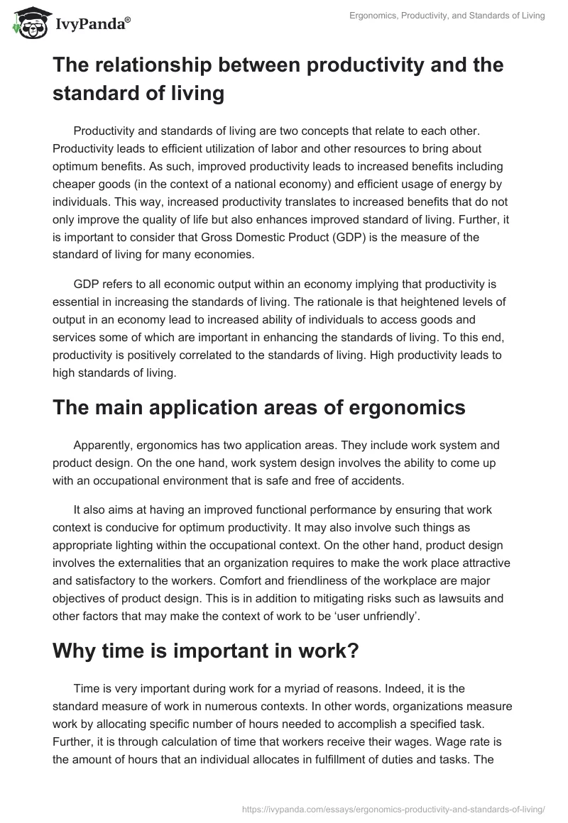 Ergonomics, Productivity, and Standards of Living. Page 3
