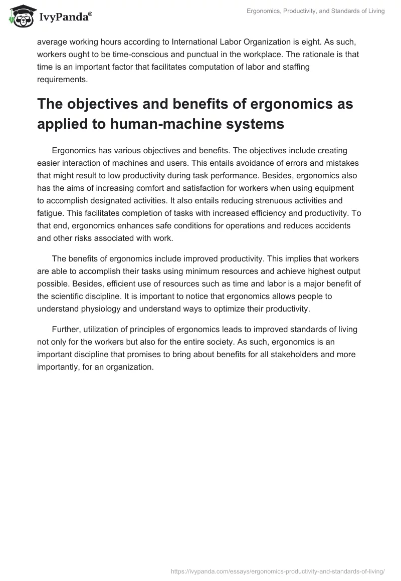 Ergonomics, Productivity, and Standards of Living. Page 4
