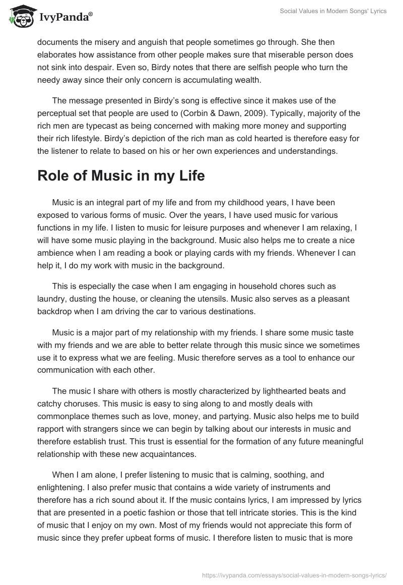 Social Values in Modern Songs' Lyrics. Page 3
