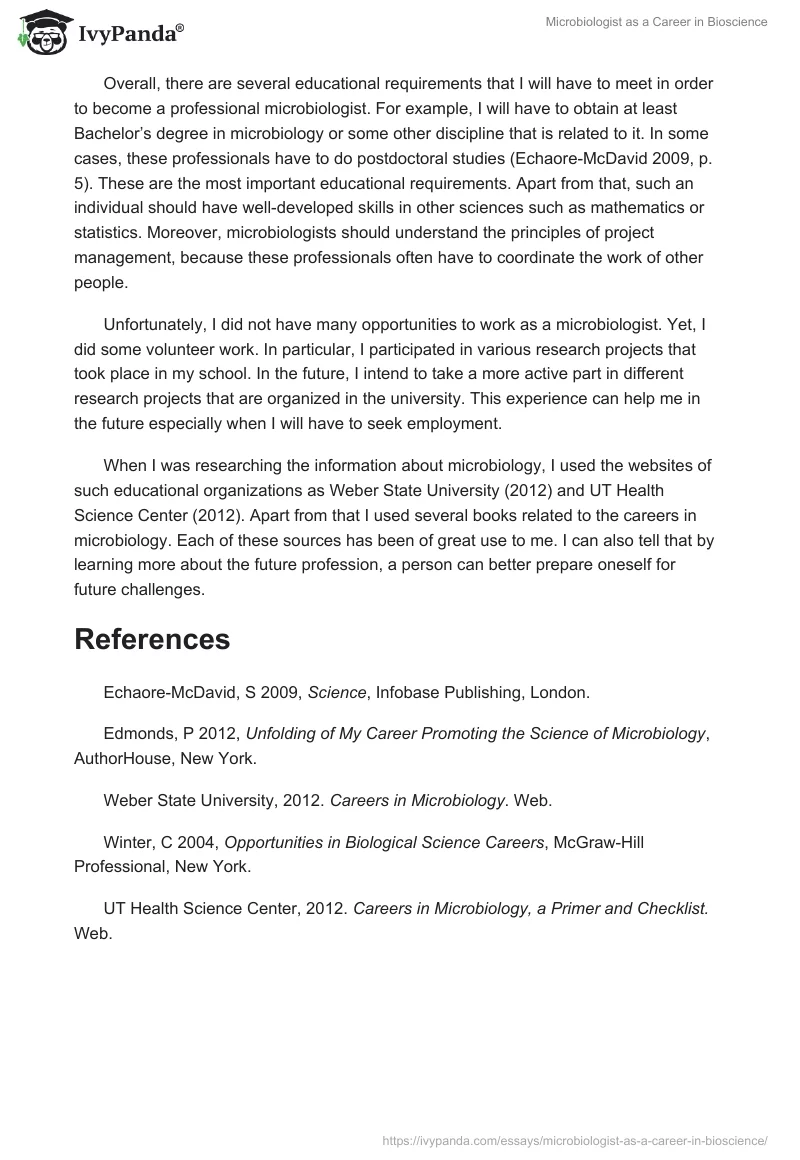 Microbiologist as a Career in Bioscience. Page 2