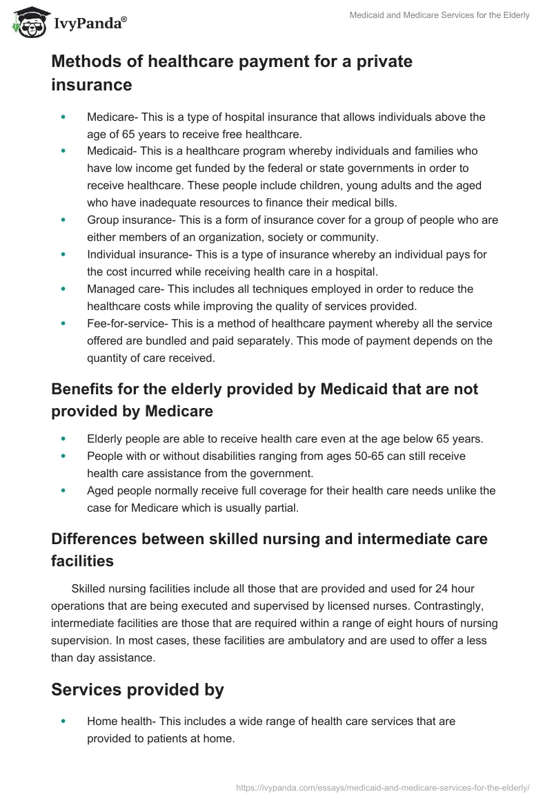 Medicaid and Medicare Services for the Elderly. Page 2