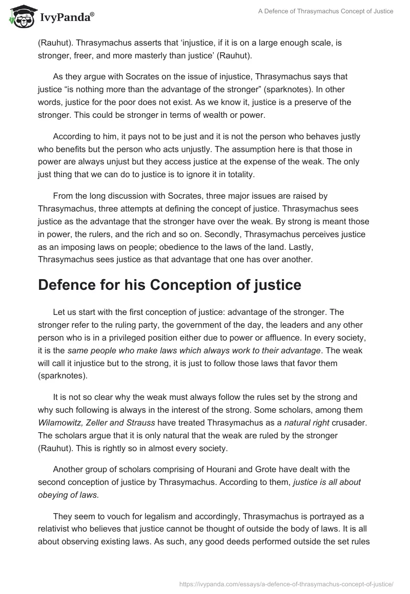 A Defence of Thrasymachus Concept of Justice. Page 2