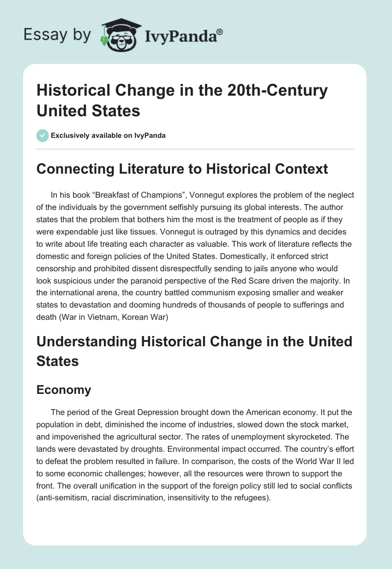 Historical Change in the 20th-Century United States. Page 1