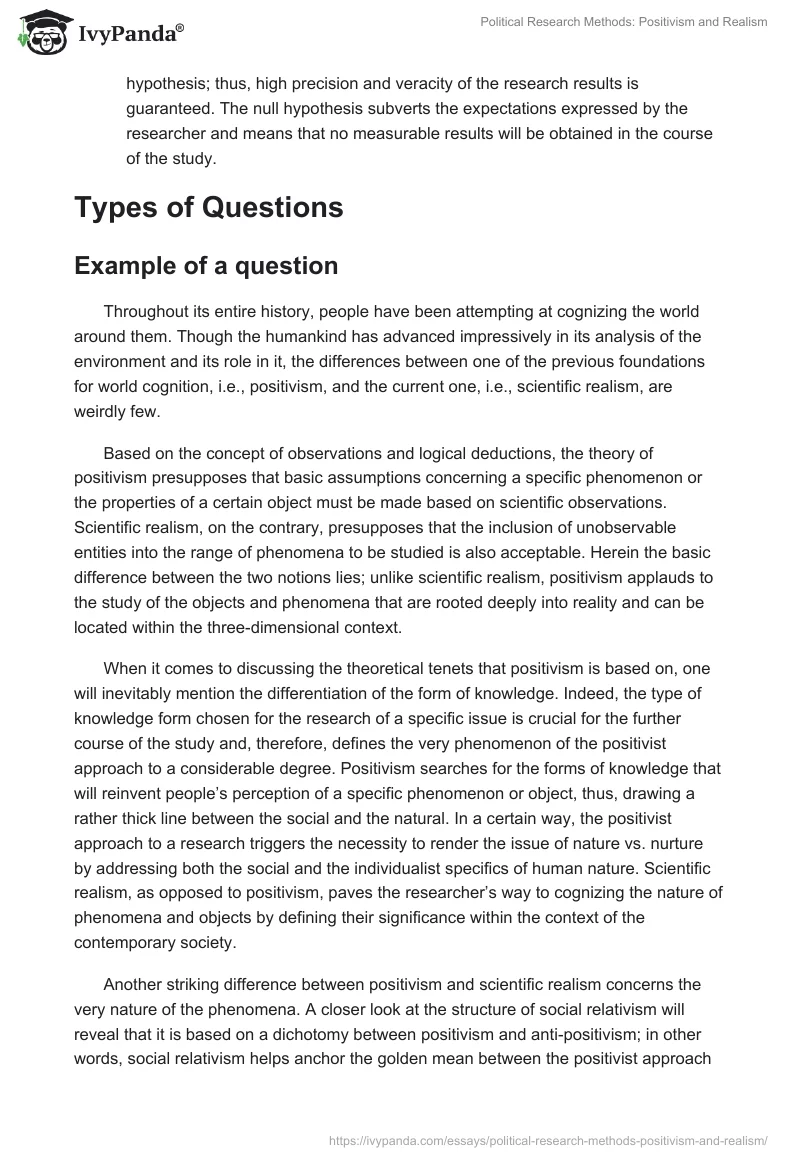 Political Research Methods: Positivism and Realism. Page 3