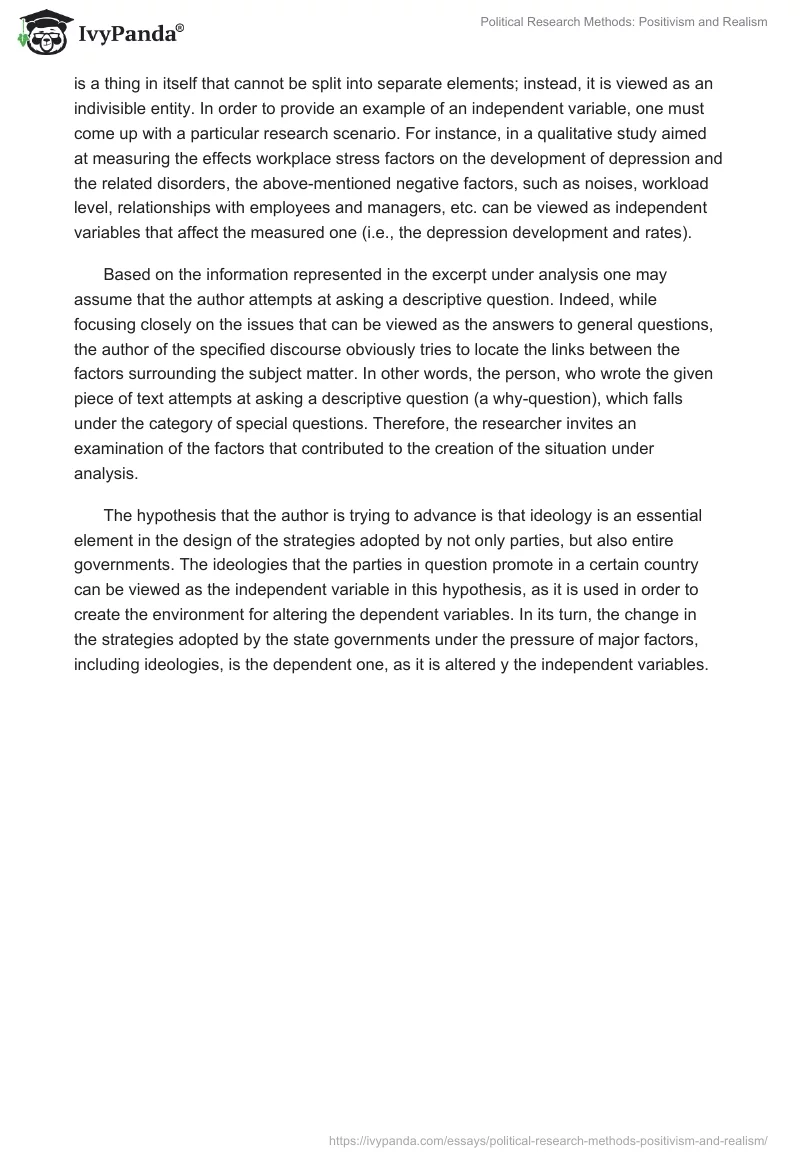 Political Research Methods: Positivism and Realism. Page 5
