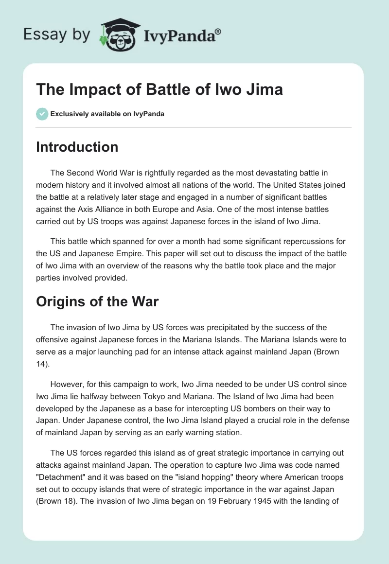 The Impact of Battle of Iwo Jima. Page 1