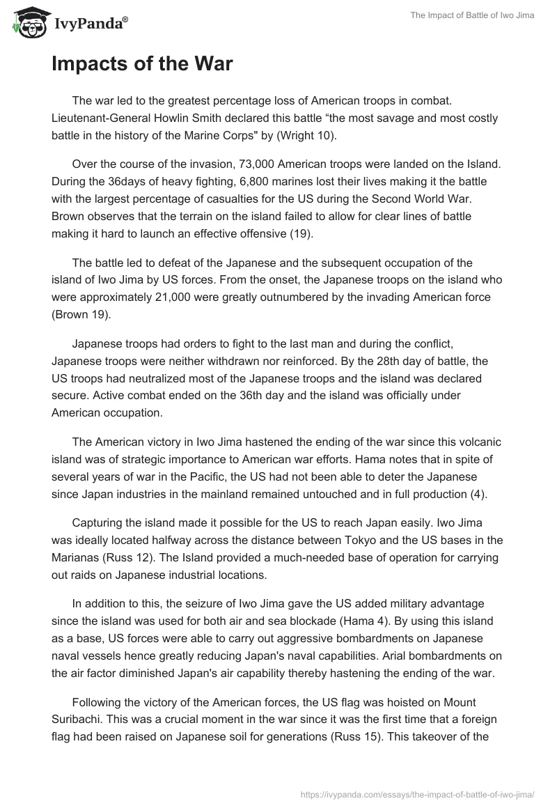 The Impact of Battle of Iwo Jima. Page 3