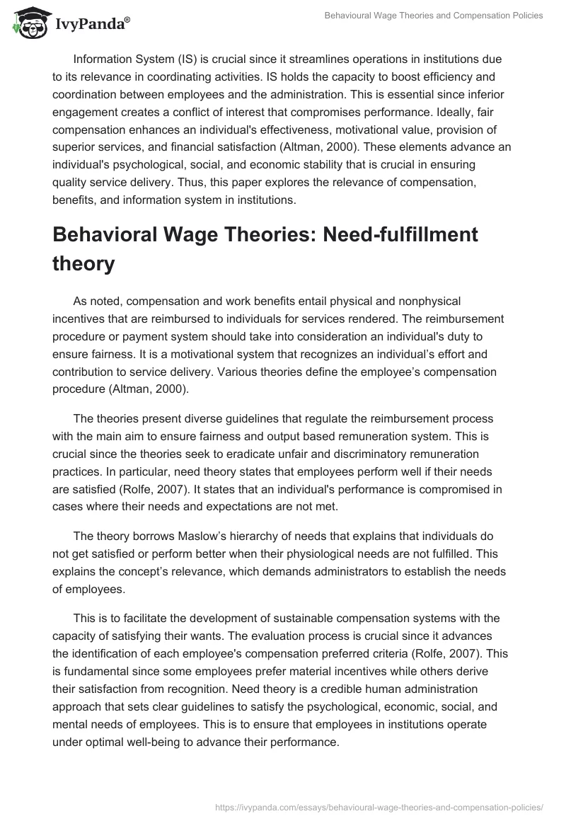 Behavioural Wage Theories and Compensation Policies. Page 2