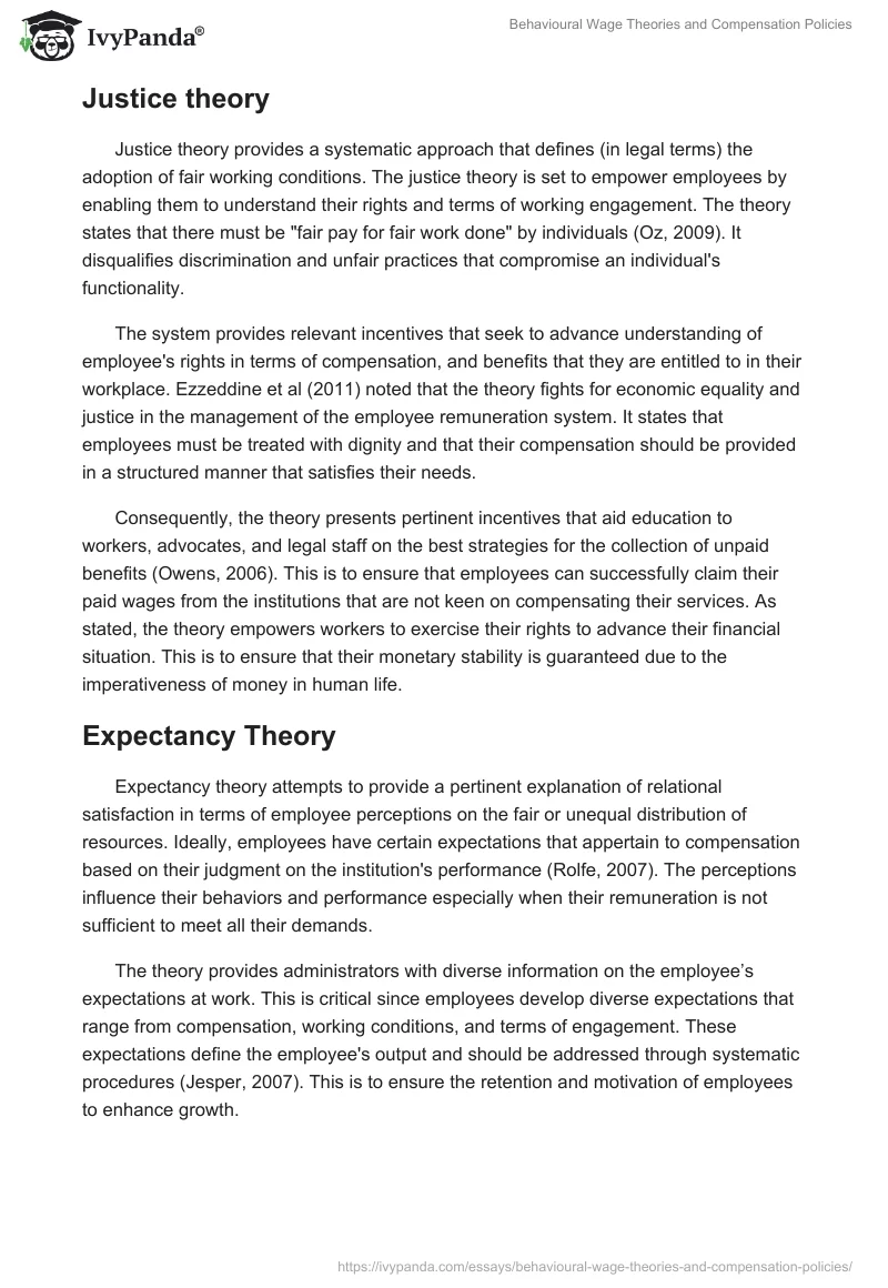 Behavioural Wage Theories and Compensation Policies. Page 3
