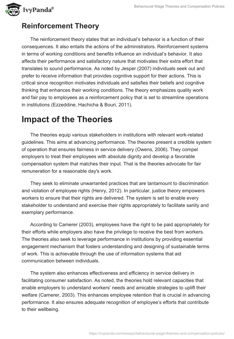Behavioural Wage Theories and Compensation Policies. Page 4