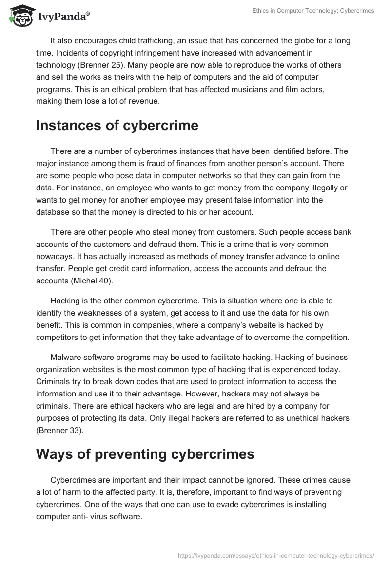 Ethics in Computer Technology: Cybercrimes. Page 3