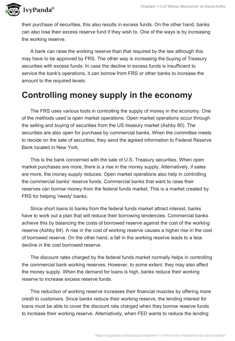 Chapters 1-3 of “Money Mechanics” by David Ashby. Page 2