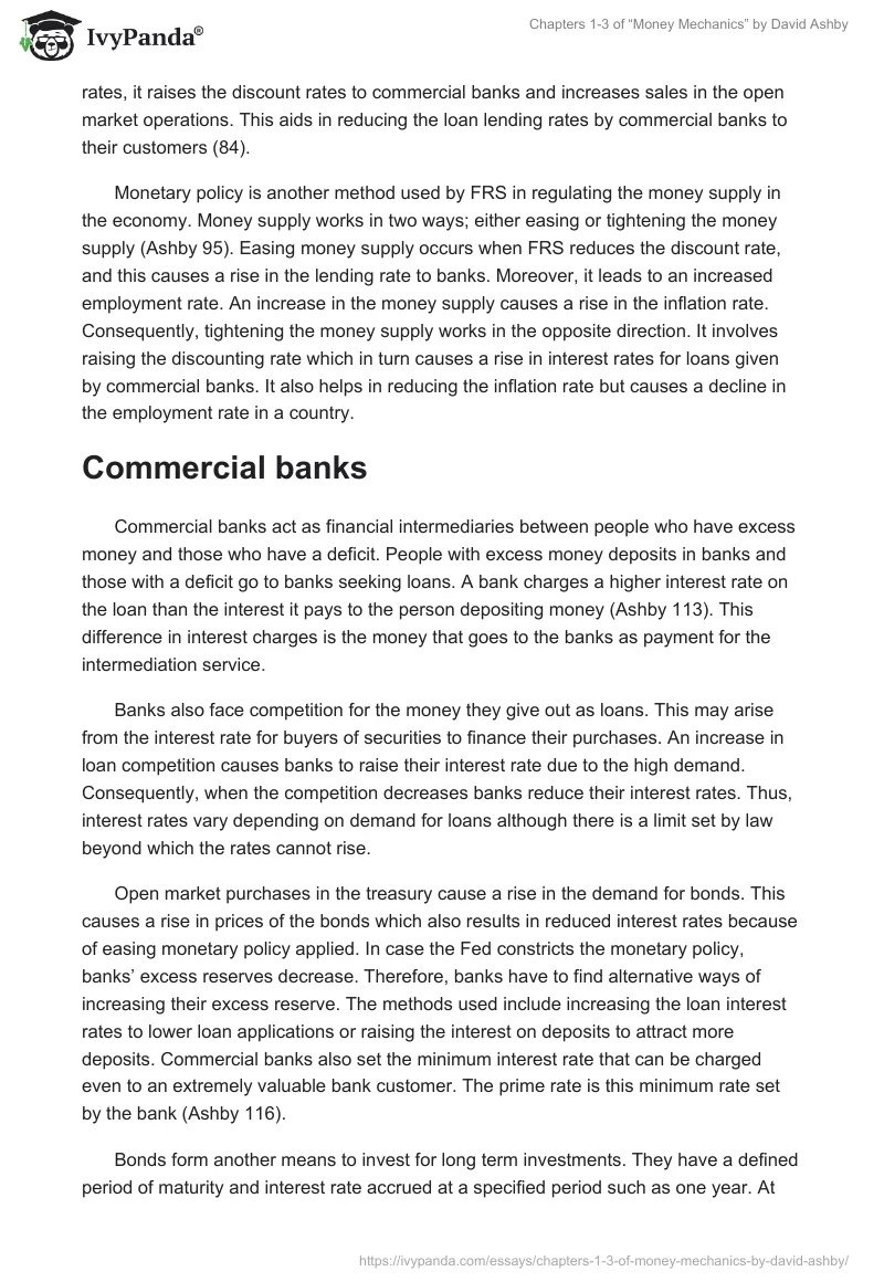 Chapters 1-3 of “Money Mechanics” by David Ashby. Page 3