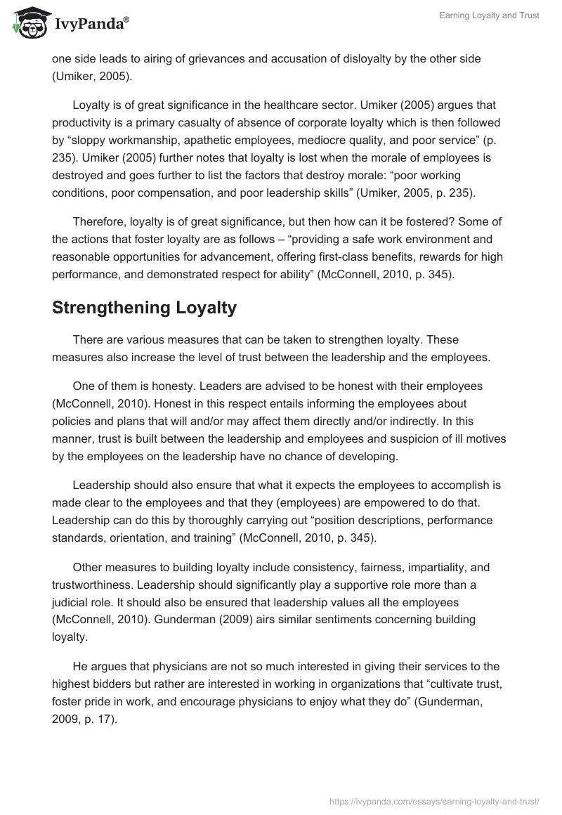 Earning Loyalty and Trust. Page 2
