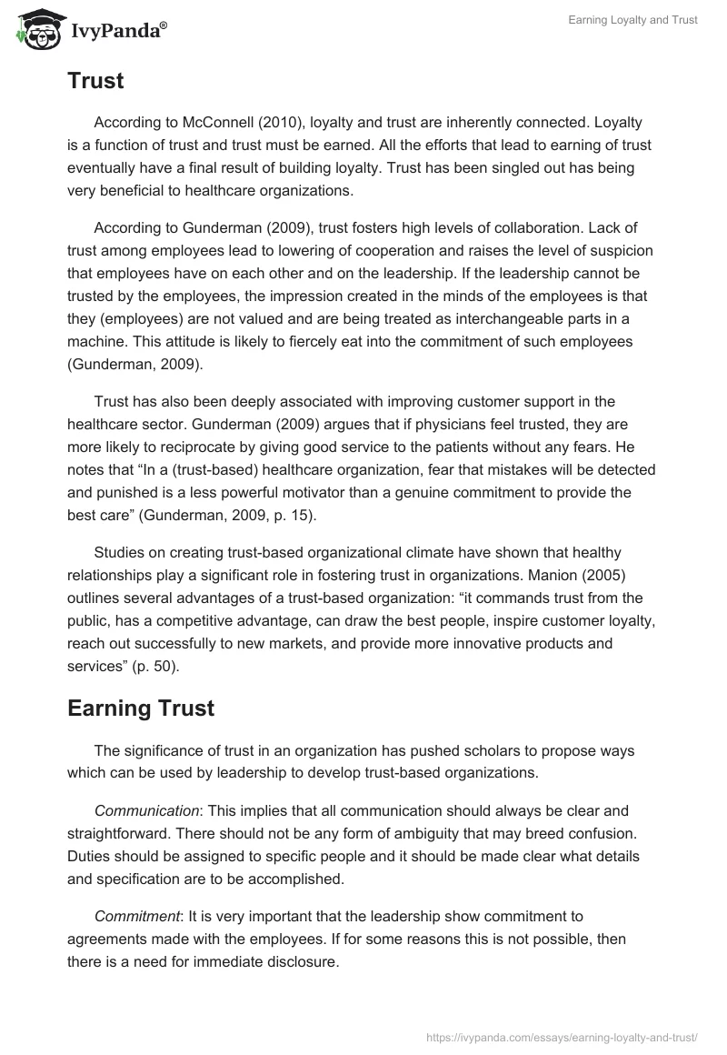Earning Loyalty and Trust. Page 3