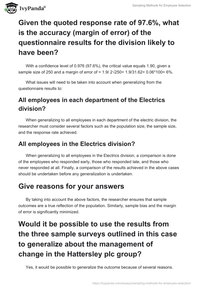 Sampling Methods for Employee Selection. Page 2
