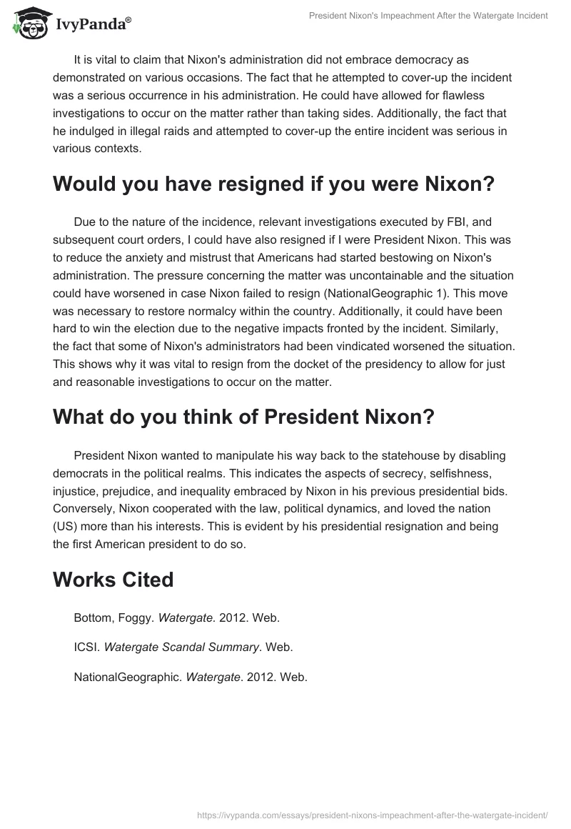 President Nixon's Impeachment After the Watergate Incident. Page 2
