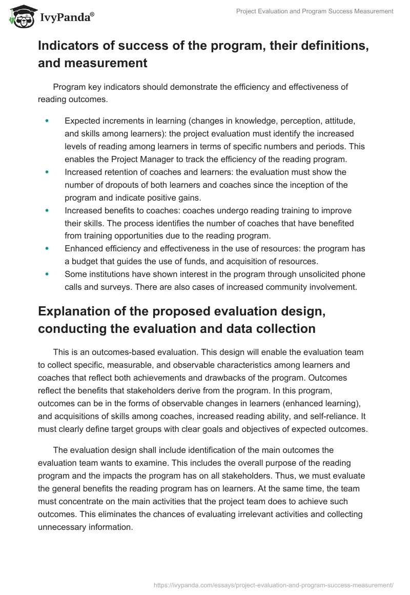 Project Evaluation and Program Success Measurement. Page 3