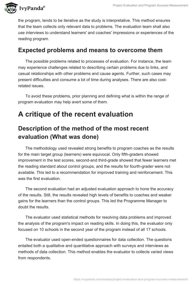 Project Evaluation and Program Success Measurement. Page 5