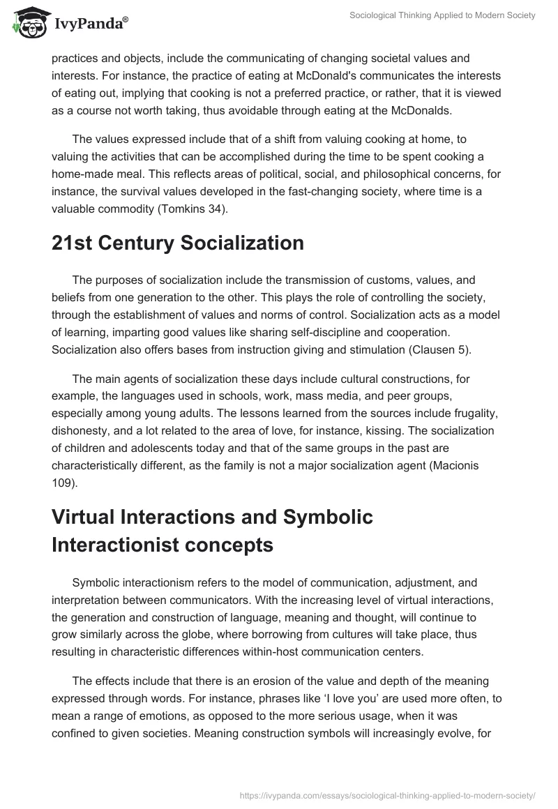 Sociological Thinking Applied to Modern Society. Page 2