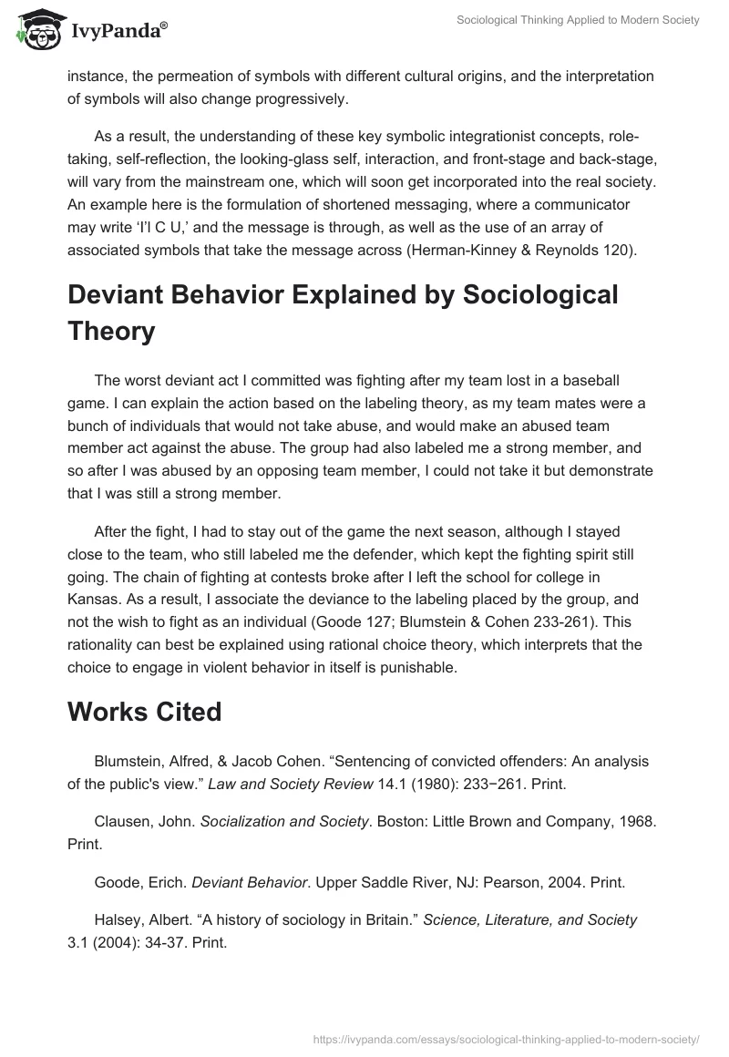 Sociological Thinking Applied to Modern Society. Page 3