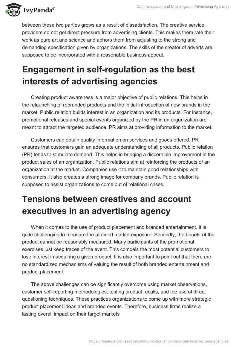 Communication and Challenges in Advertising Agencies. Page 2