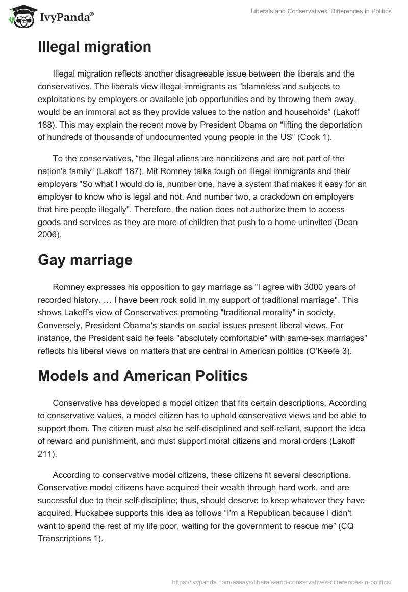 Liberals and Conservatives' Differences in Politics. Page 4