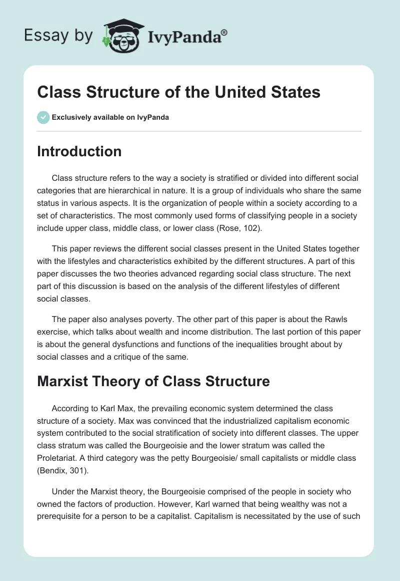 Class Structure of the United States. Page 1