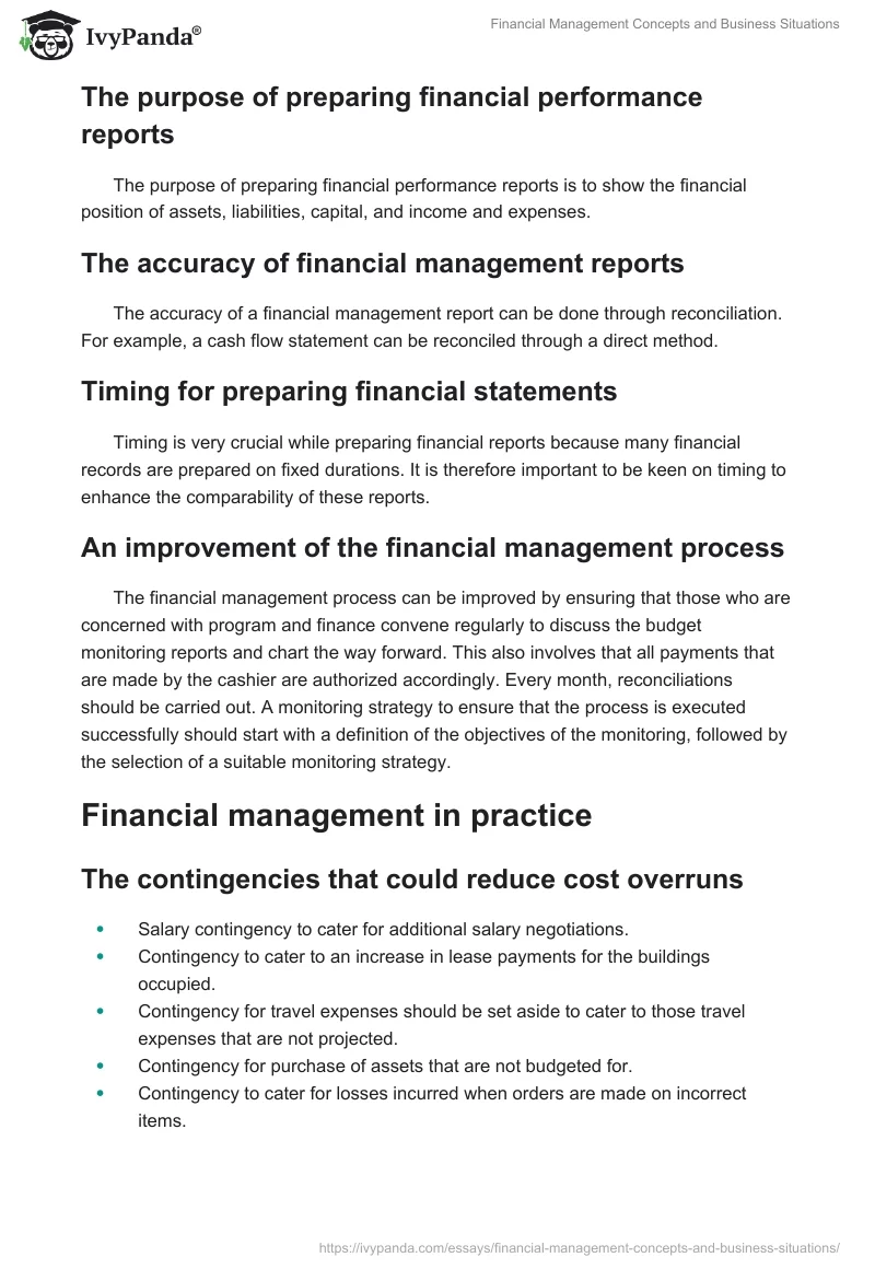 Financial Management Concepts and Business Situations. Page 2