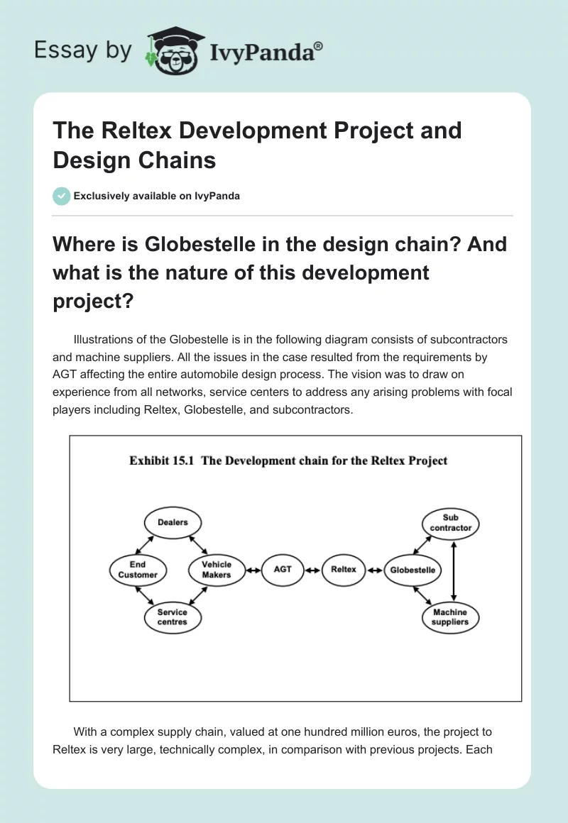 The Reltex Development Project and Design Chains. Page 1