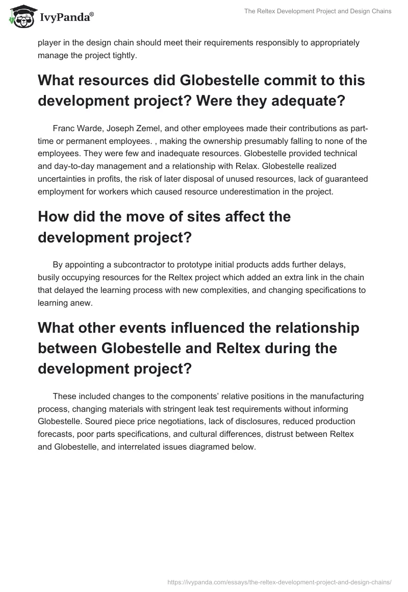 The Reltex Development Project and Design Chains. Page 2
