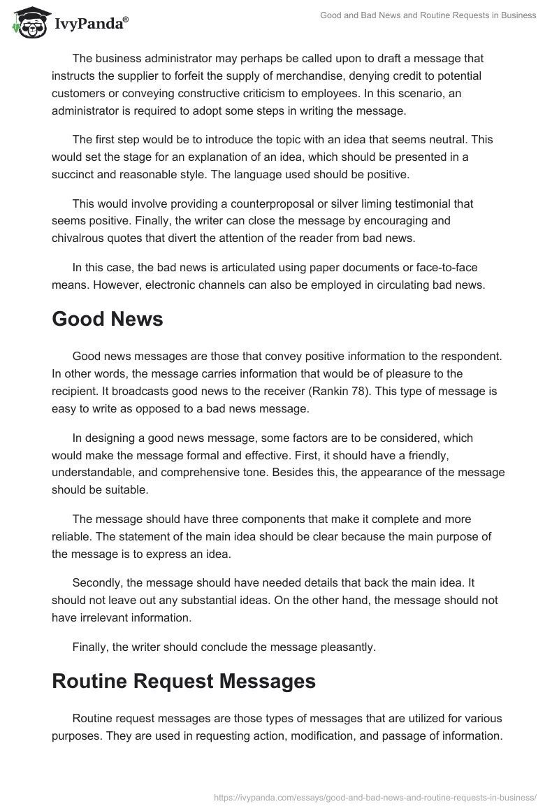 Good and Bad News and Routine Requests in Business. Page 2