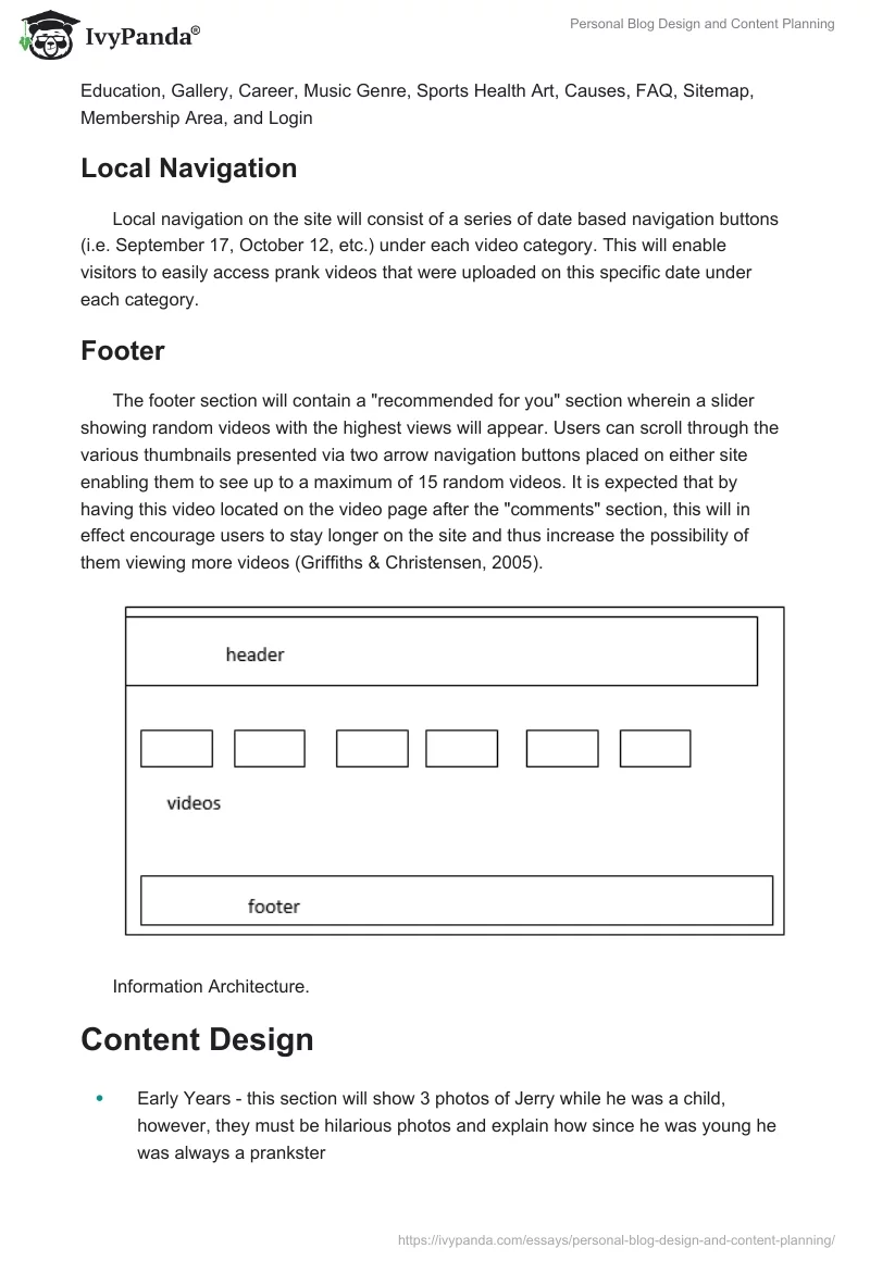 Personal Blog Design and Content Planning. Page 4