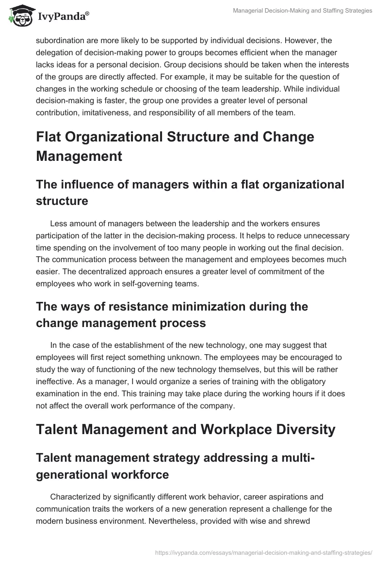 Managerial Decision-Making and Staffing Strategies. Page 2