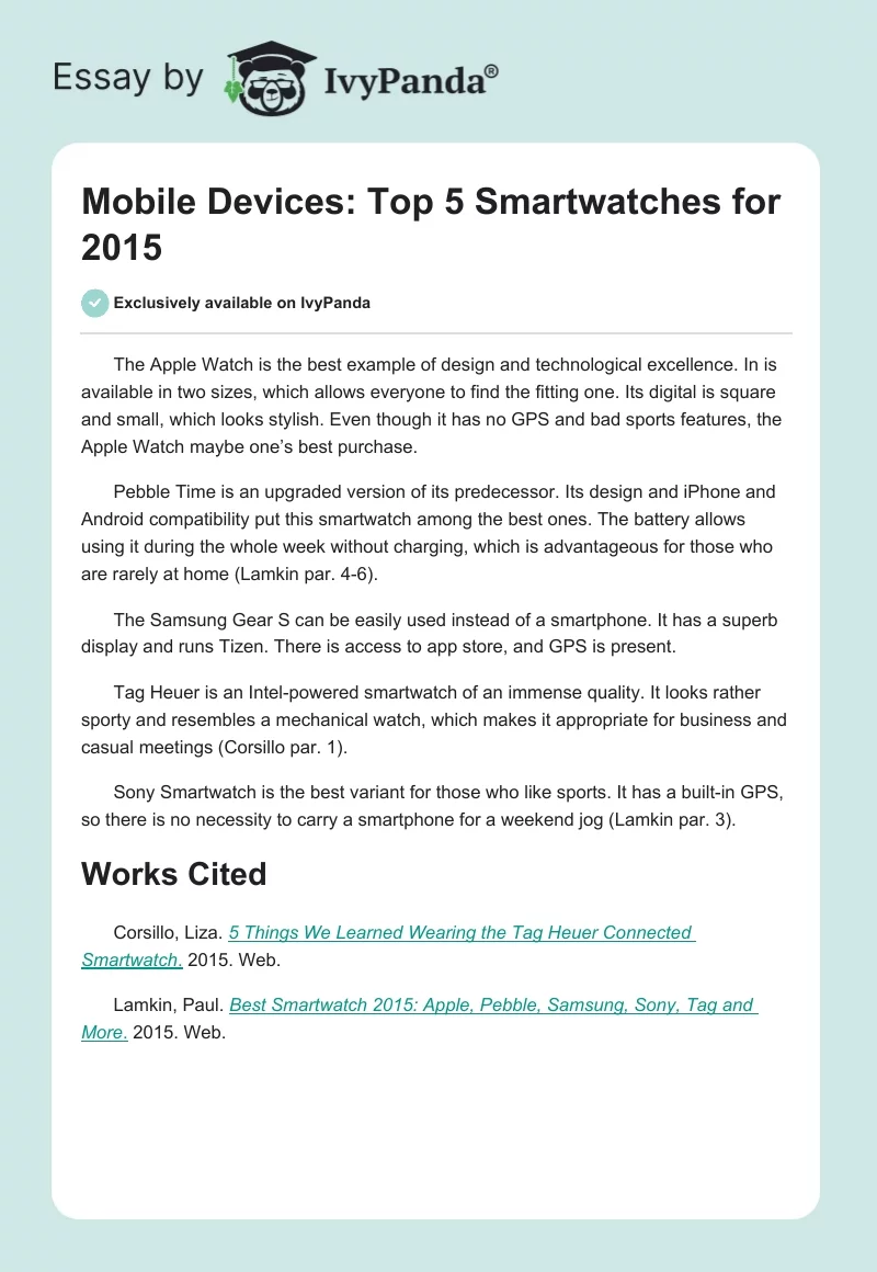 Mobile Devices: Top 5 Smartwatches for 2015. Page 1