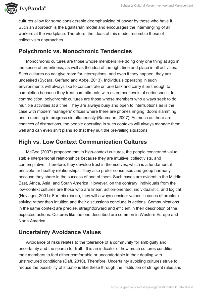 Schwartz Cultural Value Inventory and Management. Page 3