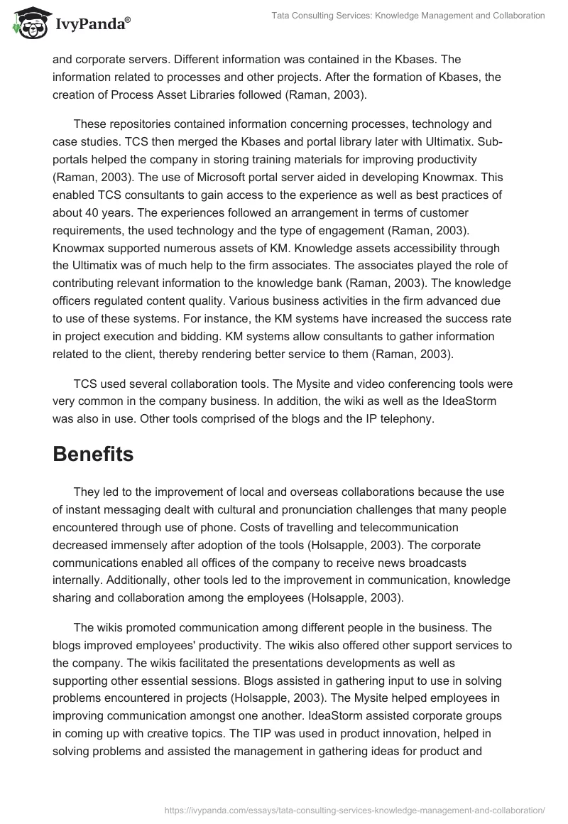 Tata Consulting Services: Knowledge Management and Collaboration. Page 3
