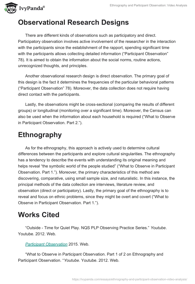 Ethnography and Participant Observation: Video Analysis. Page 2