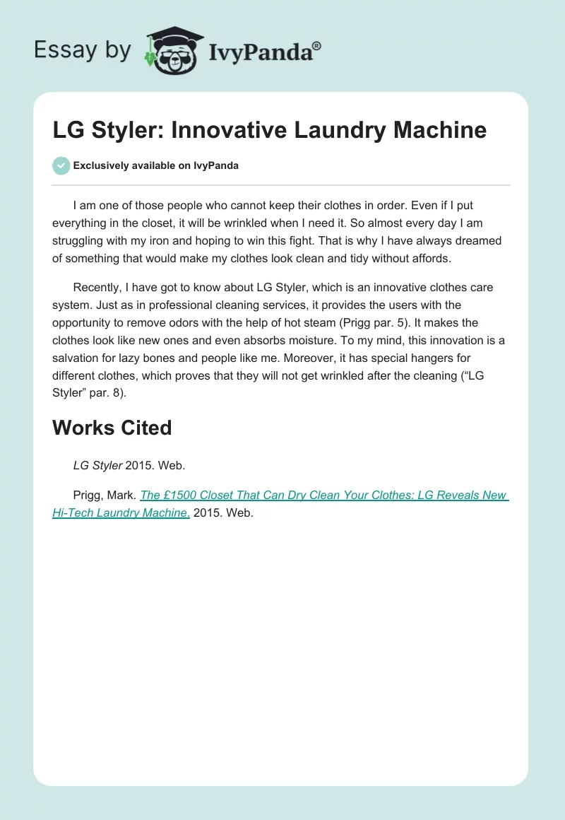 LG Styler: Innovative Laundry Machine. Page 1