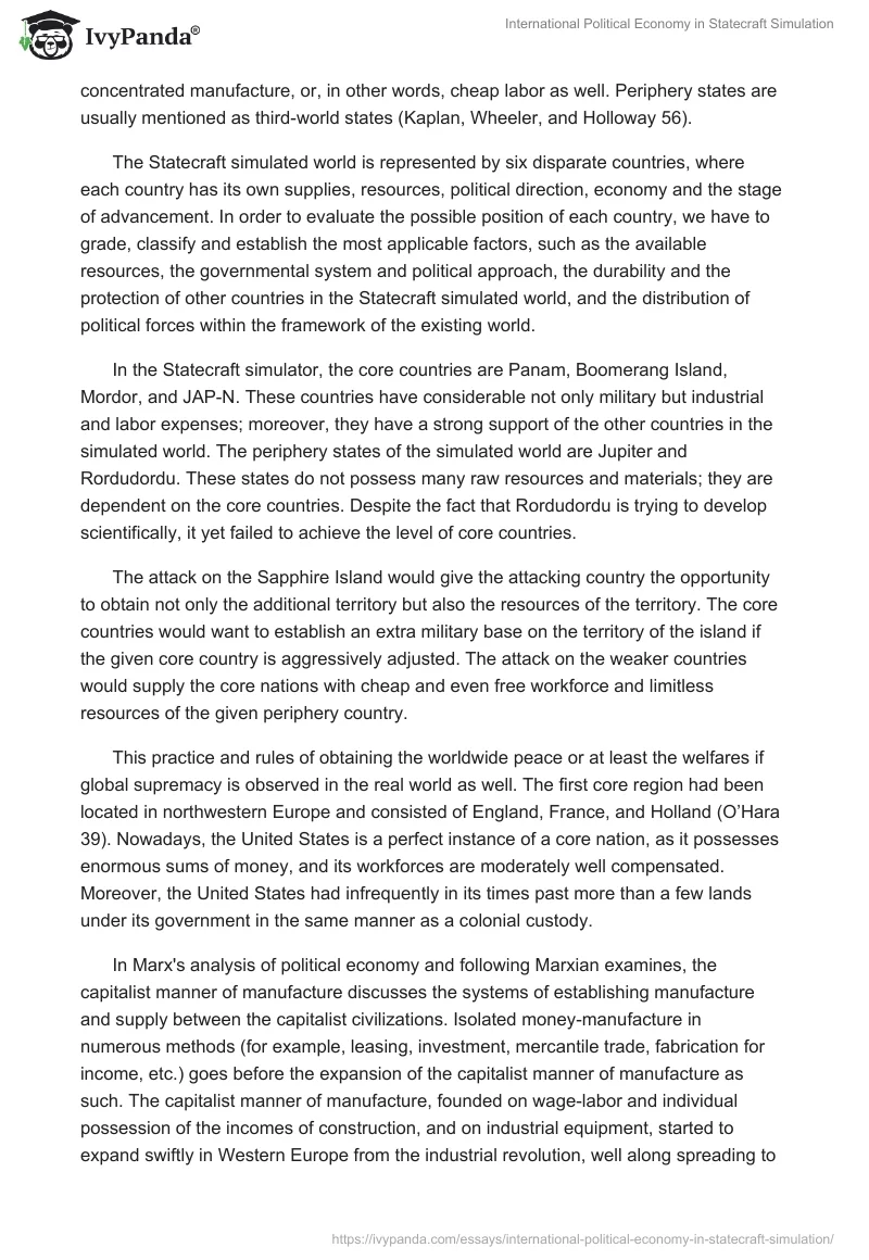 International Political Economy in Statecraft Simulation. Page 2
