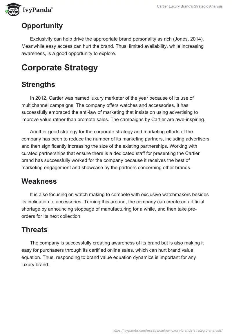 Cartier Luxury Brand's Strategic Analysis. Page 2