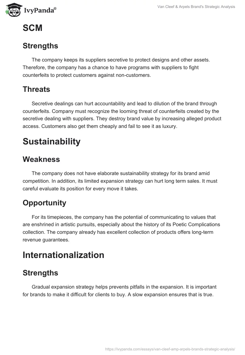 Van Cleef & Arpels Brand's Strategic Analysis. Page 3