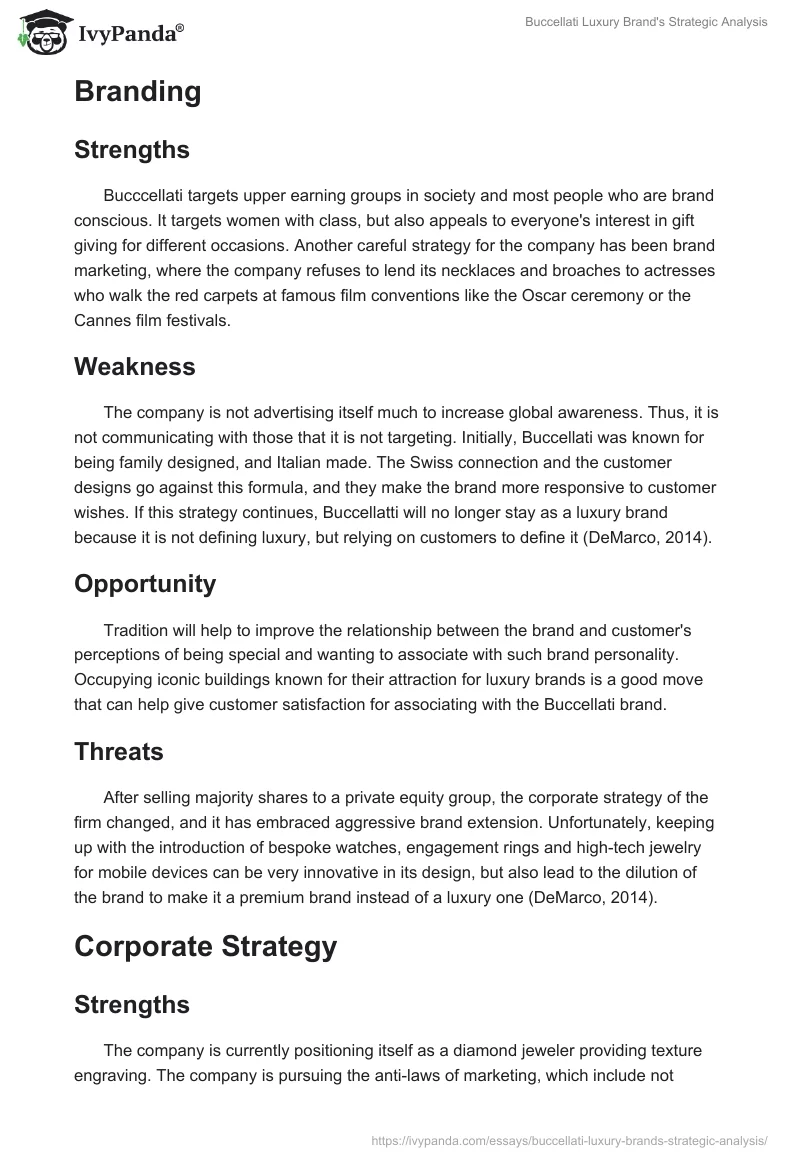 Buccellati Luxury Brand's Strategic Analysis. Page 2